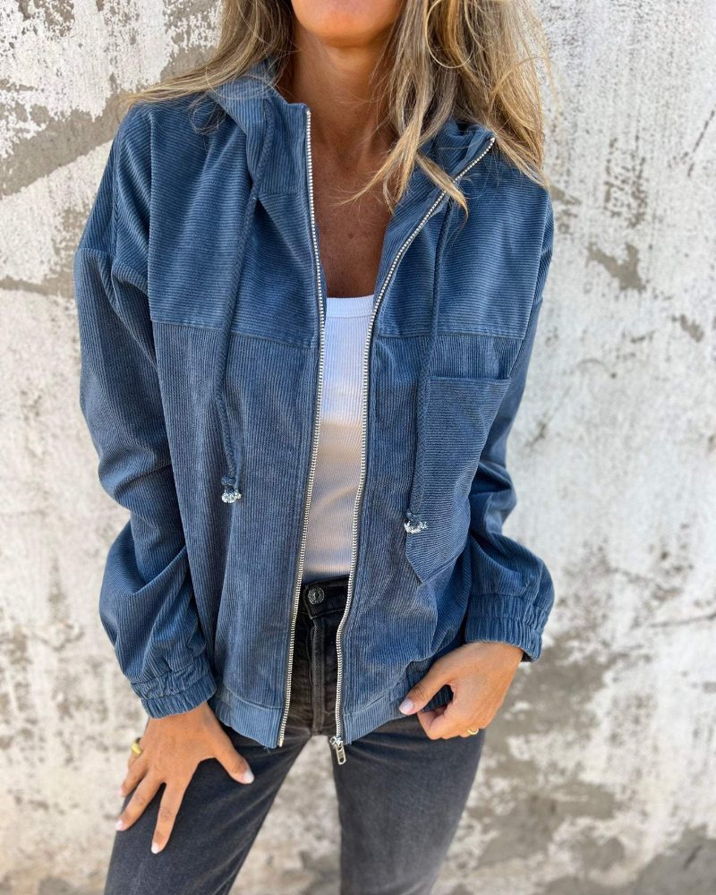 Ella™ Corduroy Hooded Jacket with Zipper