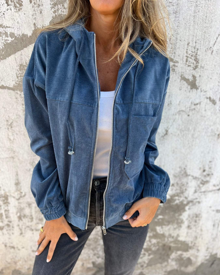 Ella™ Corduroy Hooded Jacket with Zipper