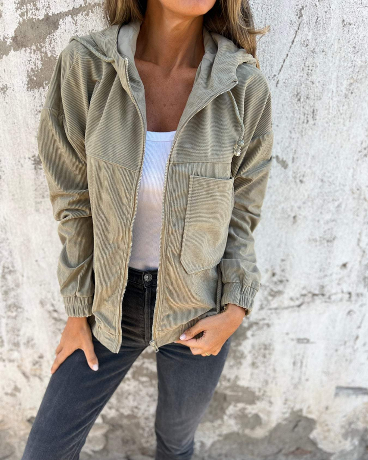 Ella™ Corduroy Hooded Jacket with Zipper