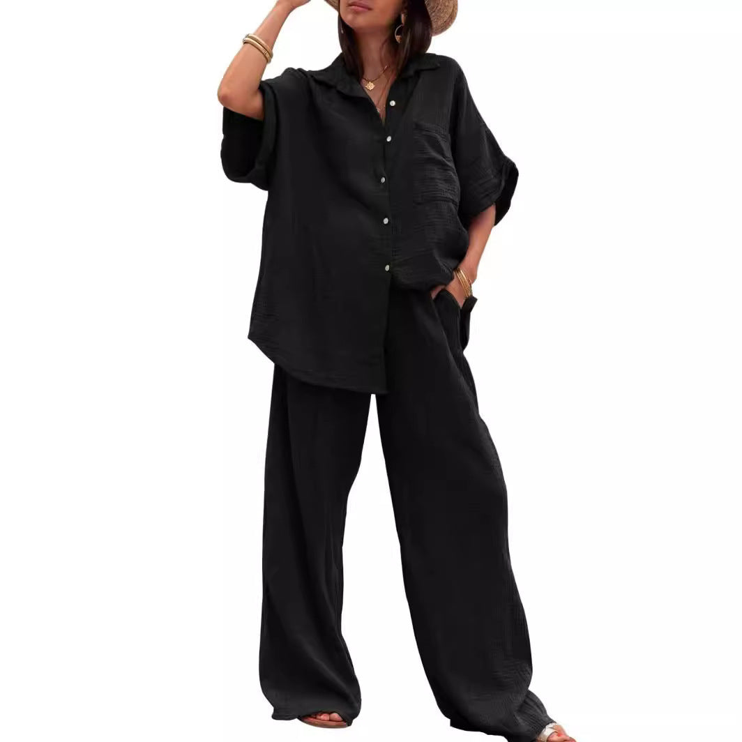 Liza Cotton And Linen Chiffon Suit Short Sleeve Women's Clothing