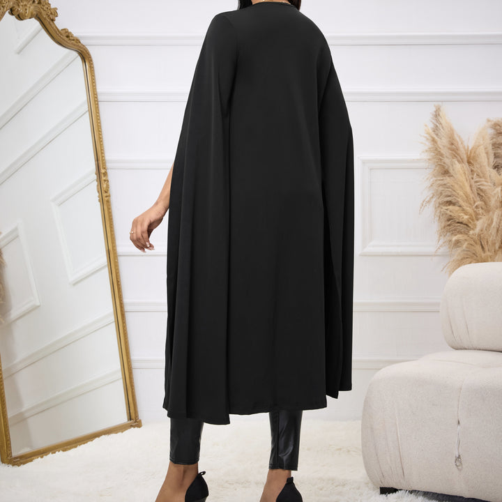 Solid Color Long Cape Sleeve Open Collar Suit Jacket
