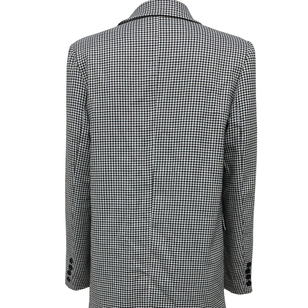 Lapel Double-Breasted Checkered Suit Jacket