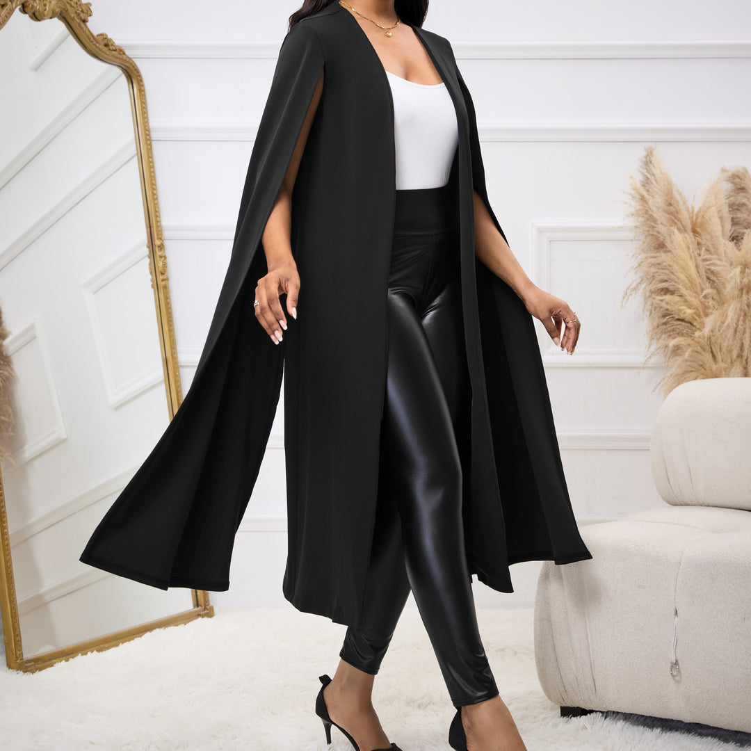 Solid Color Long Cape Sleeve Open Collar Suit Jacket