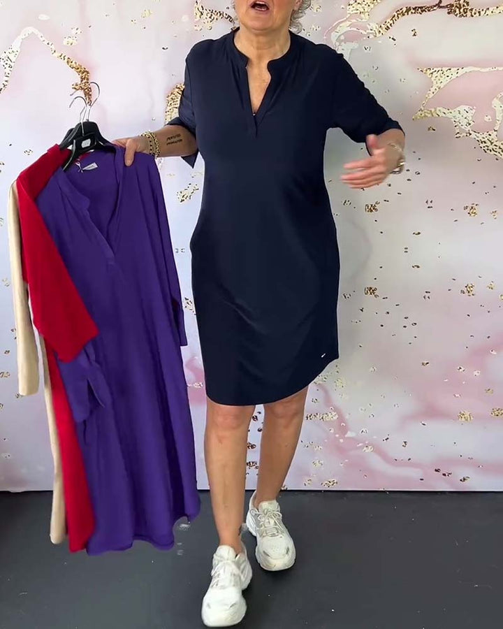 Elegant Mariana Simple V-Neck Dress: Chic, Versatile, Comfortable for Any Occasion