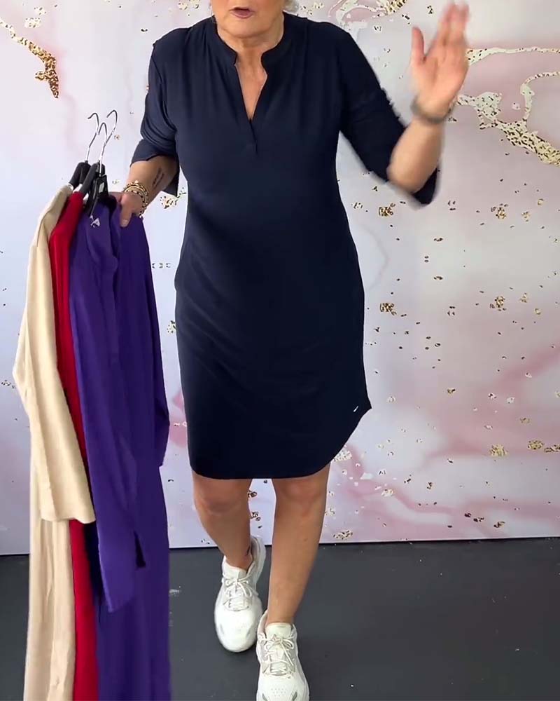 Elegant Mariana Simple V-Neck Dress: Chic, Versatile, Comfortable for Any Occasion