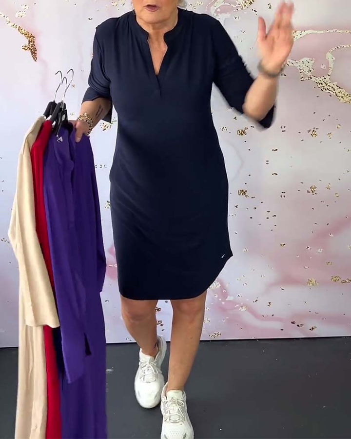 Elegant Mariana Simple V-Neck Dress: Chic, Versatile, Comfortable for Any Occasion