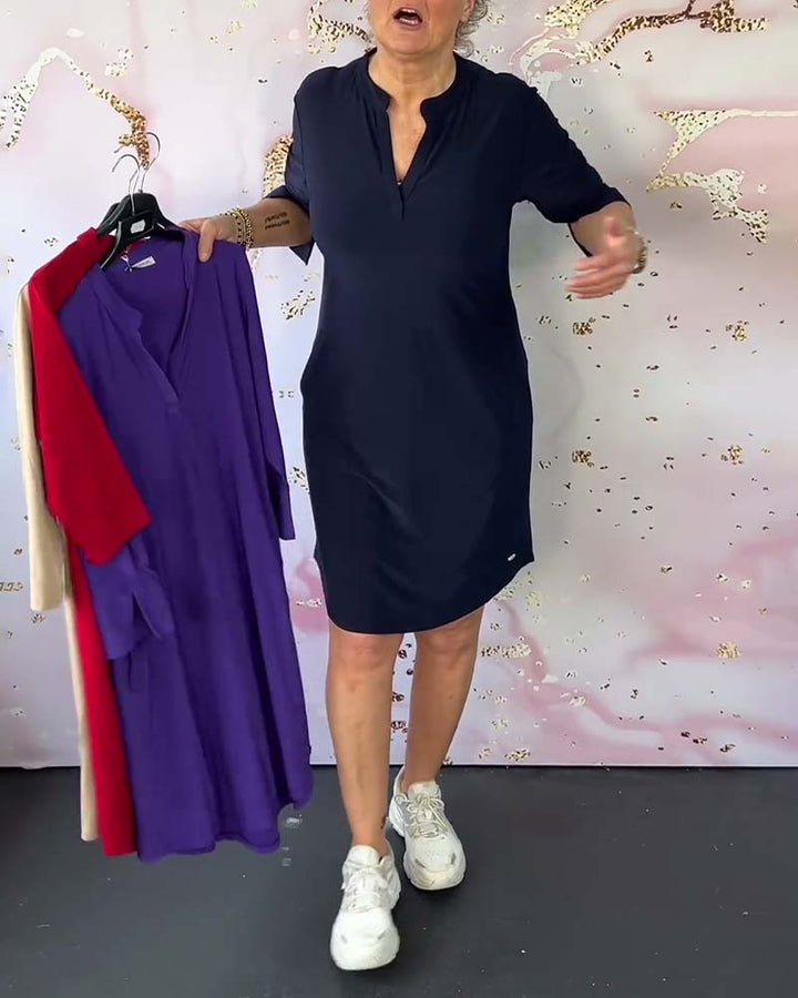 Elegant Mariana Simple V-Neck Dress: Chic, Versatile, Comfortable for Any Occasion