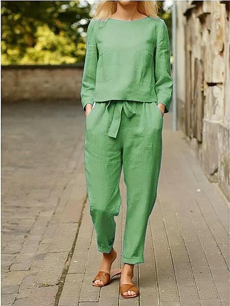 Marie Women's Clothing Cotton And Linen Suit Casual Two-piece Suit