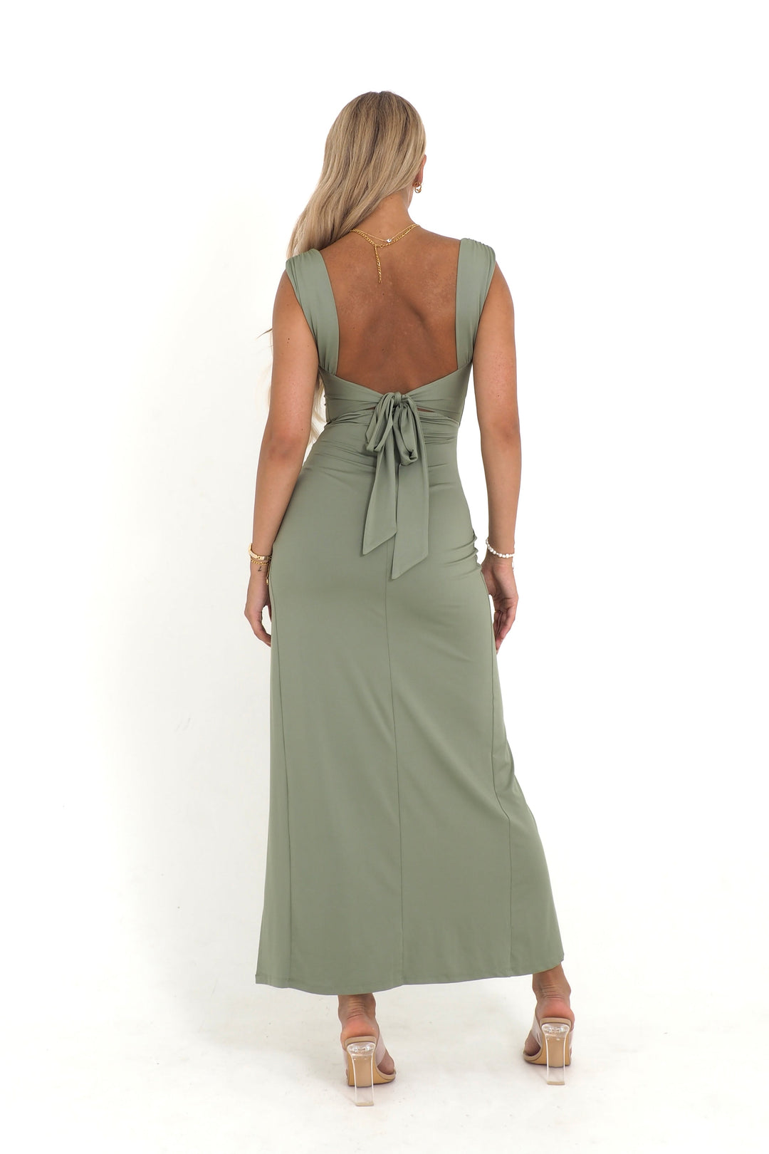 Claire™ Figure-Hugging Ruffle Slit Dress