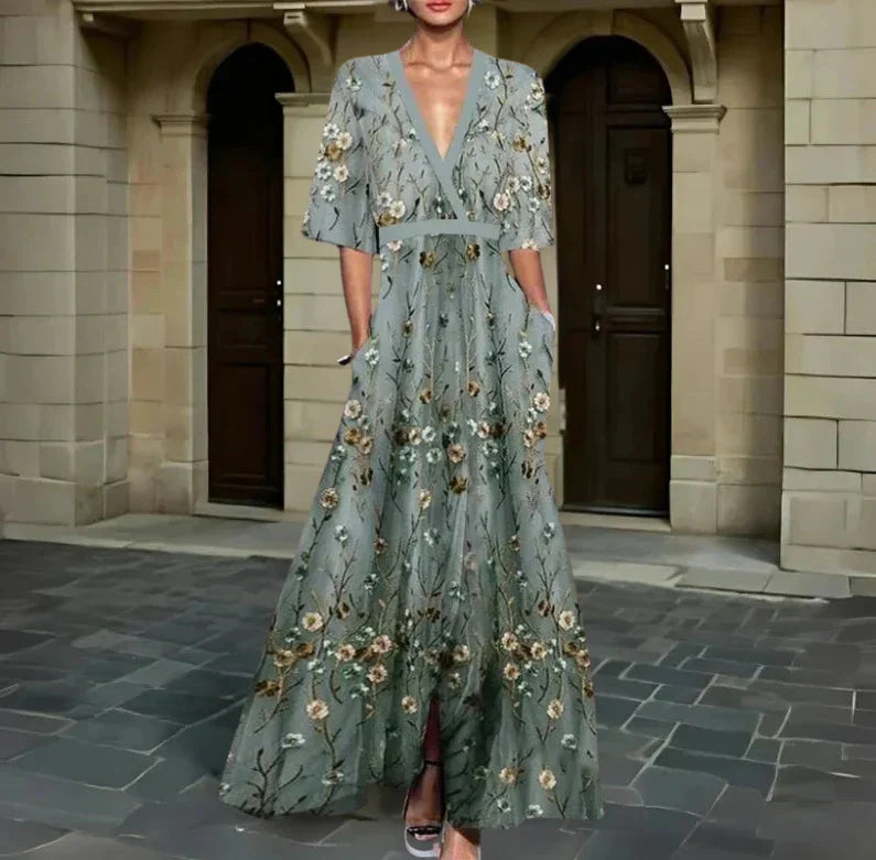 Lisa™ Elegant Floral Wrap Dress