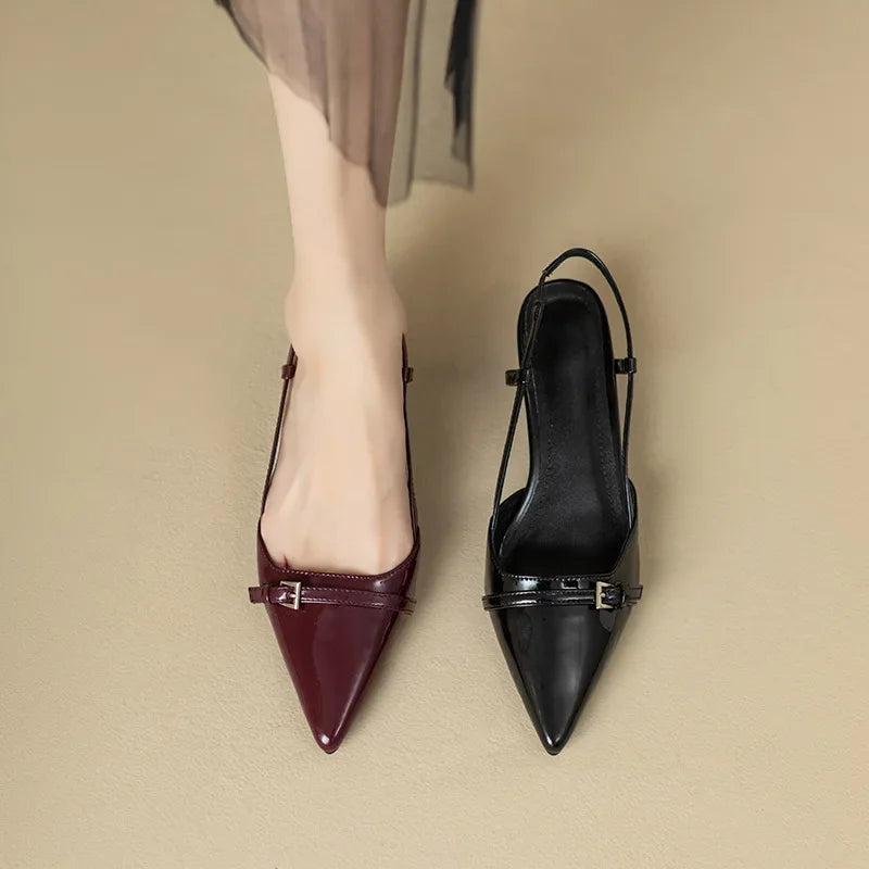 Patent Leather Mid-Heel Sandals for Women