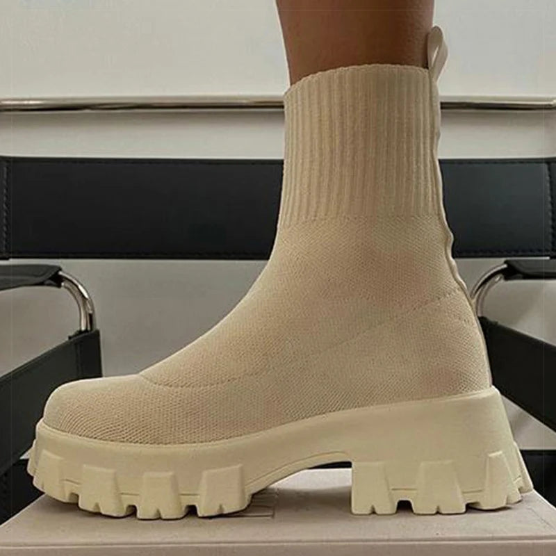 Women's Casual Heeled Sock Sneakers