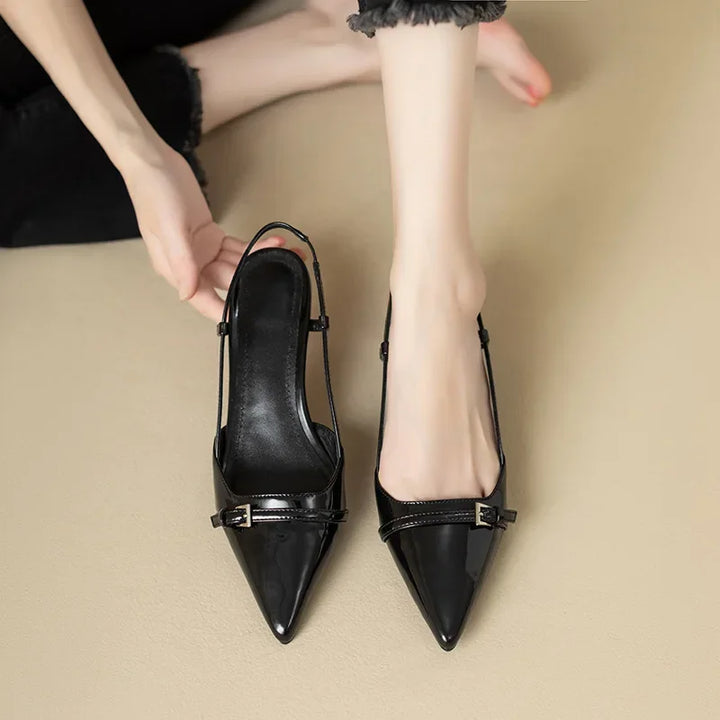 Patent Leather Mid-Heel Sandals for Women