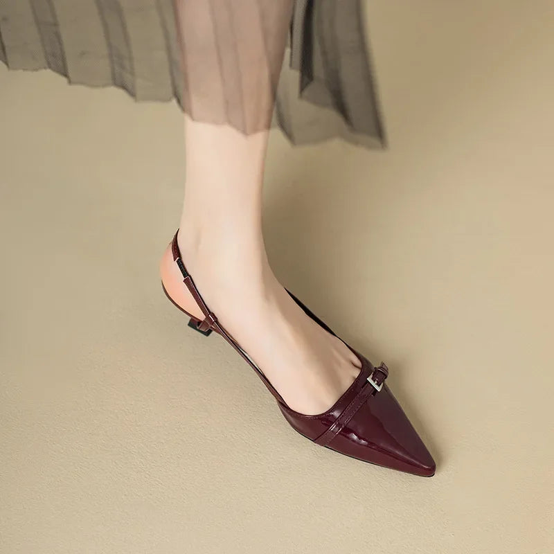 Patent Leather Mid-Heel Sandals for Women