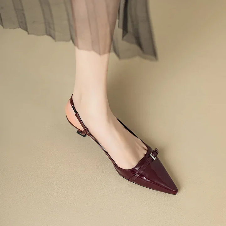 Patent Leather Mid-Heel Sandals for Women