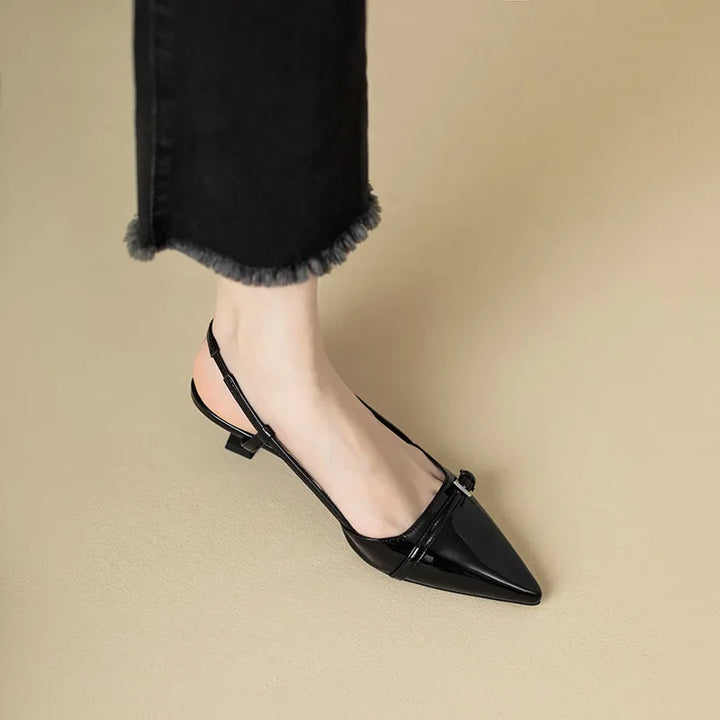 Patent Leather Mid-Heel Sandals for Women