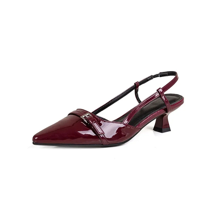 Patent Leather Mid-Heel Sandals for Women