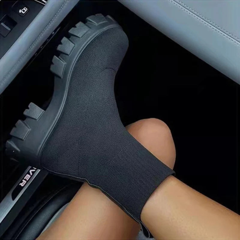Women's Casual Heeled Sock Sneakers