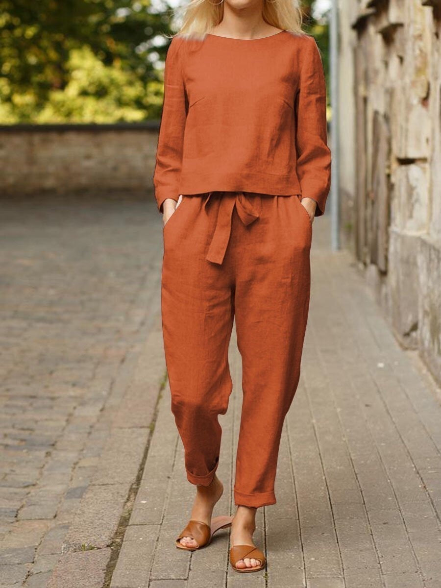 Marie Women's Clothing Cotton And Linen Suit Casual Two-piece Suit