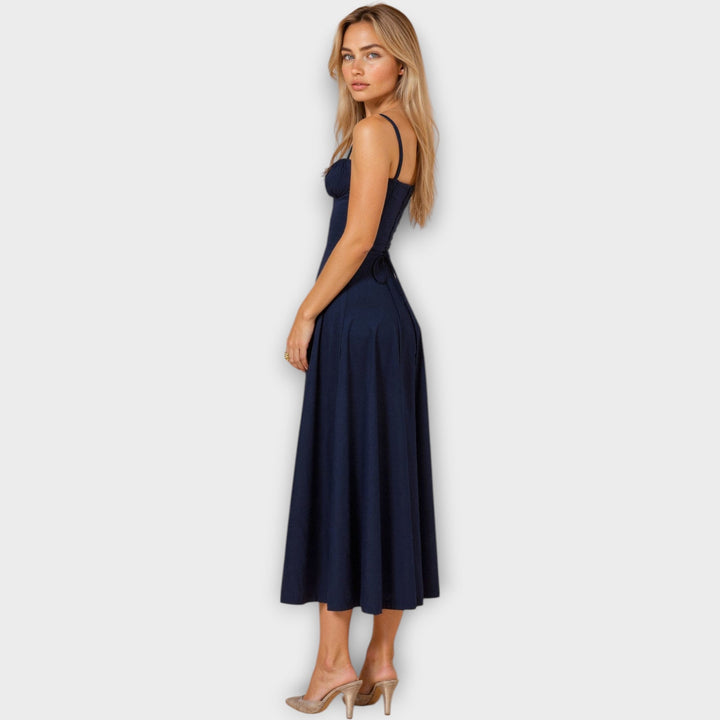 Elegant Bustier Design Midi Dress with Corset - Timeless & Chic Women's Fashion