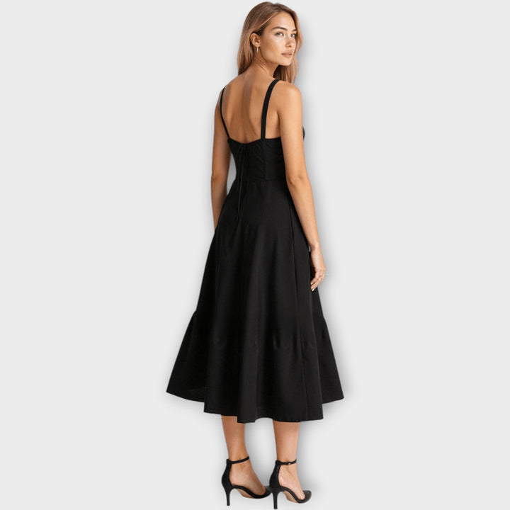 Elegant Bustier Design Midi Dress with Corset - Timeless & Chic Women's Fashion