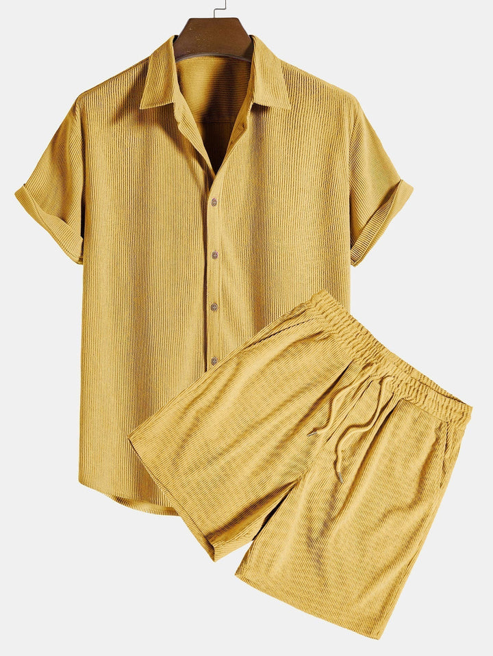 Pete tured Short Sleeve Shirt and Shorts Set