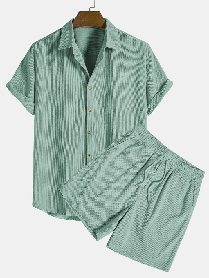 Pete tured Short Sleeve Shirt and Shorts Set