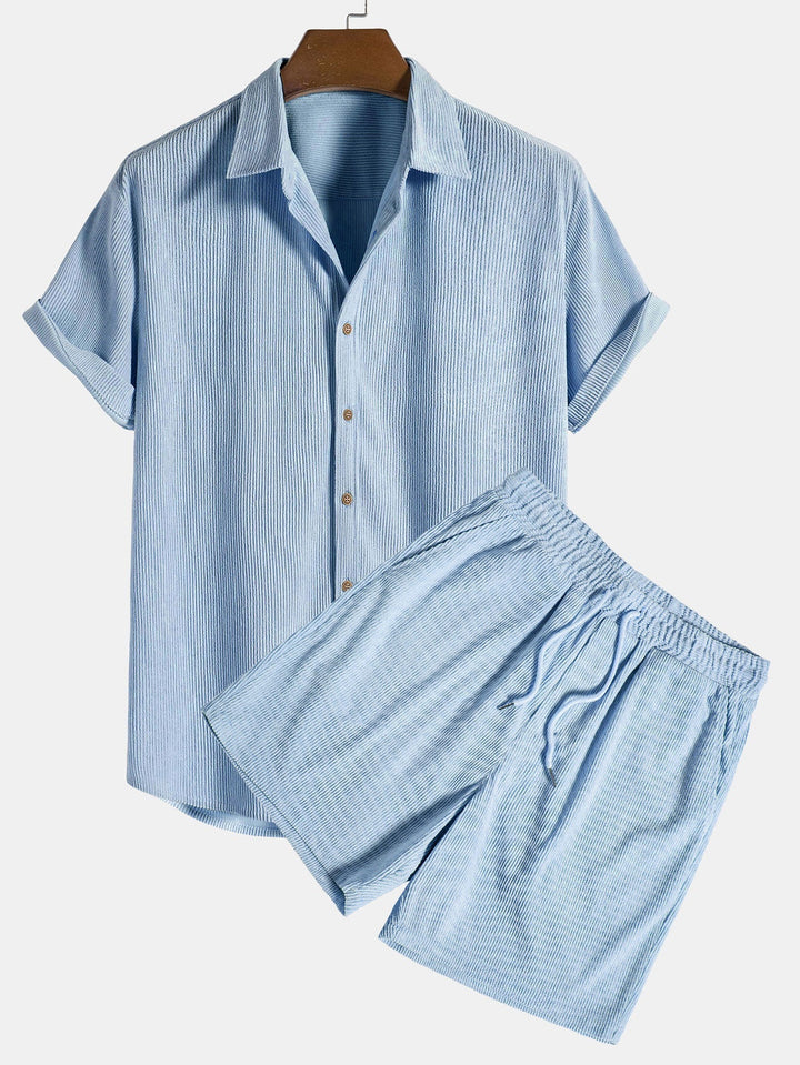 Pete tured Short Sleeve Shirt and Shorts Set