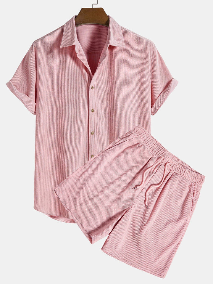 Pete tured Short Sleeve Shirt and Shorts Set