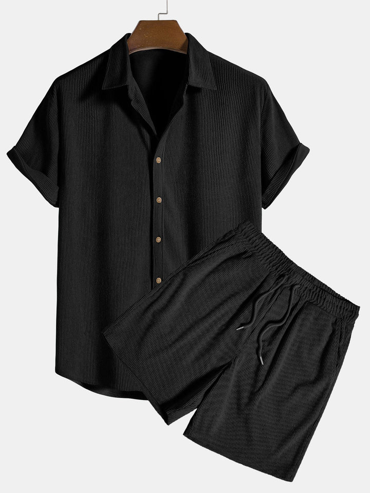 Pete tured Short Sleeve Shirt and Shorts Set