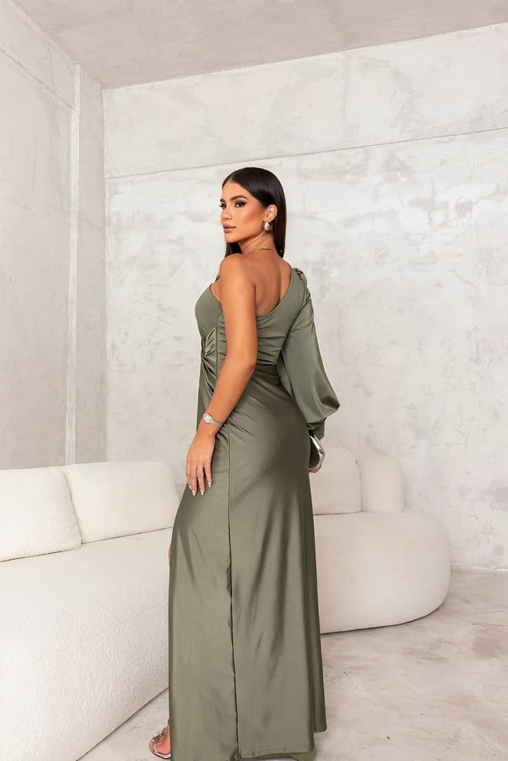Vera™ One-Shoulder Satin Evening Dress